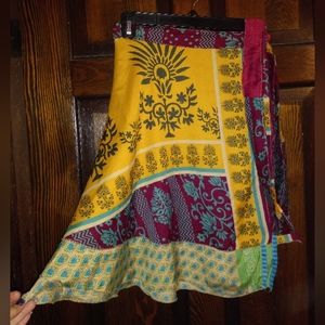 Mid length silk wrap skirt reversible free size